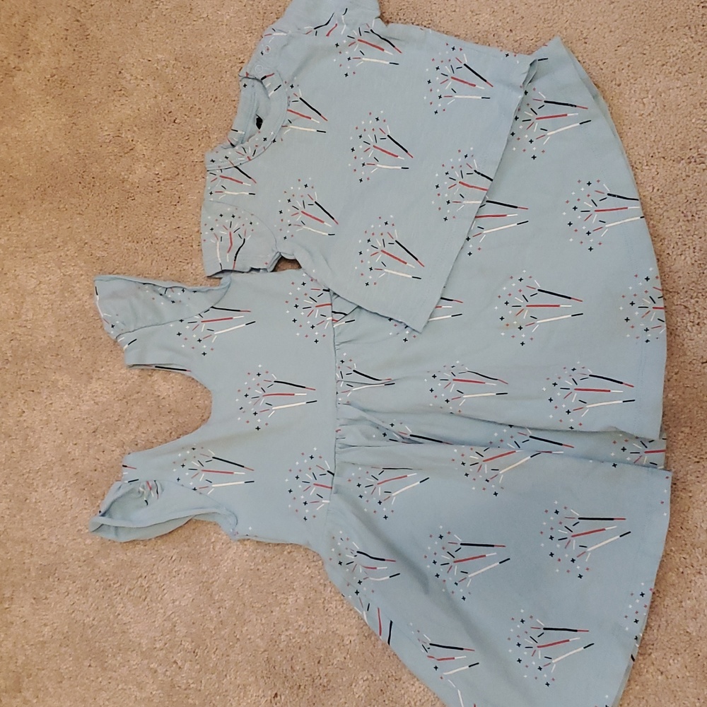 Monica And Andy Short Sleeve Dress Fireworks Print 2T With 3-6m S/S Shirt